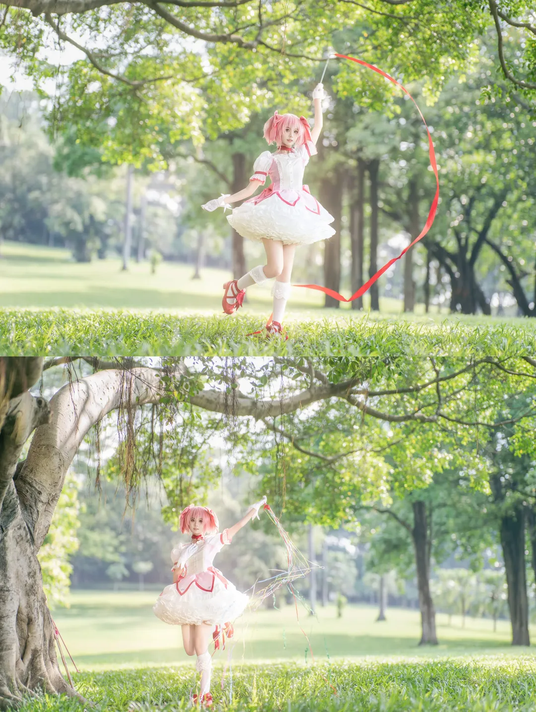 【魔法少女小圆cos】粉色洋装配弓箭，户外自然光拍出生命力 - 第 2 张
