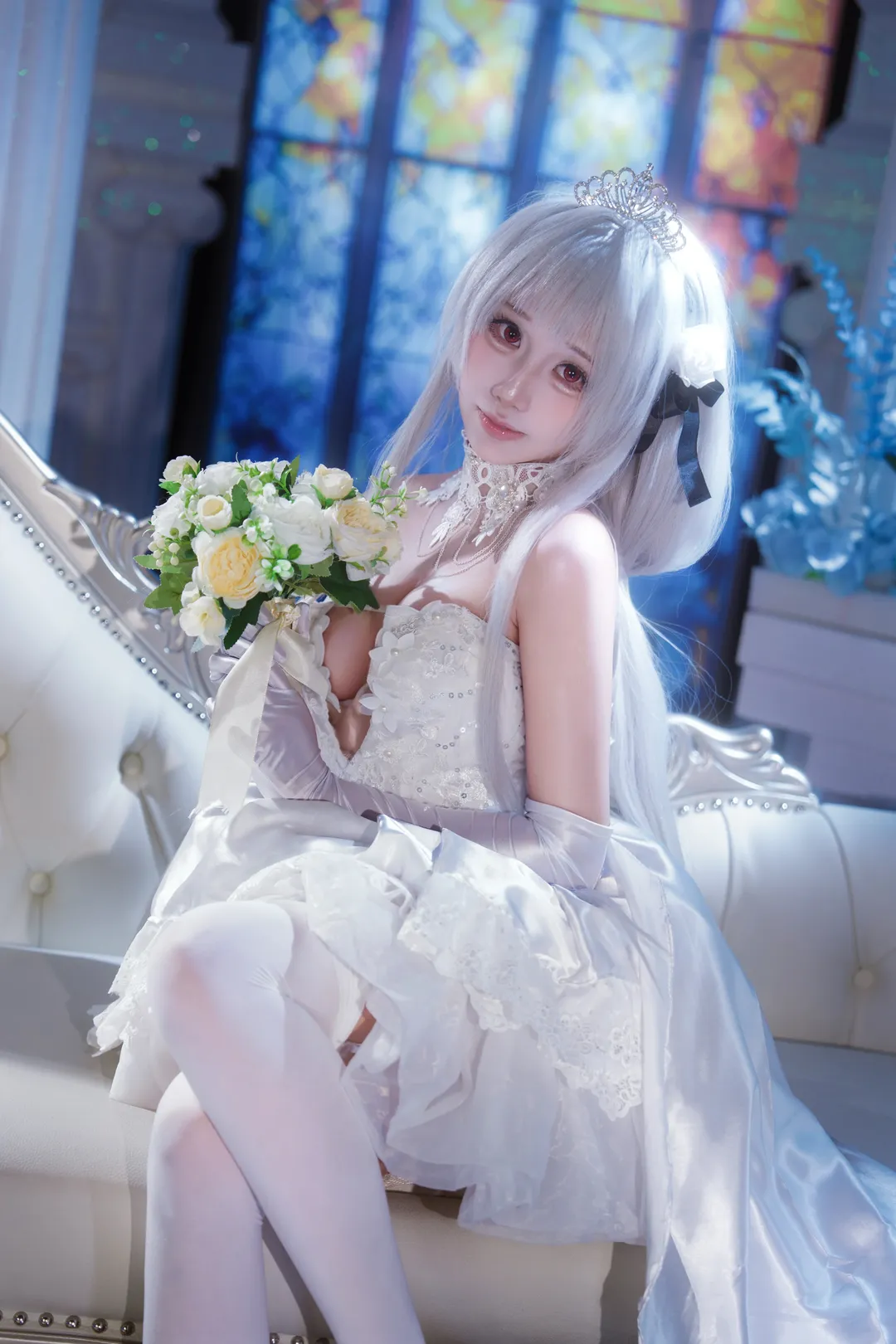 【斯庫拉cos】碧藍航線白紗蕾絲與銀髮皇冠的華麗呈現 - 第 1 張