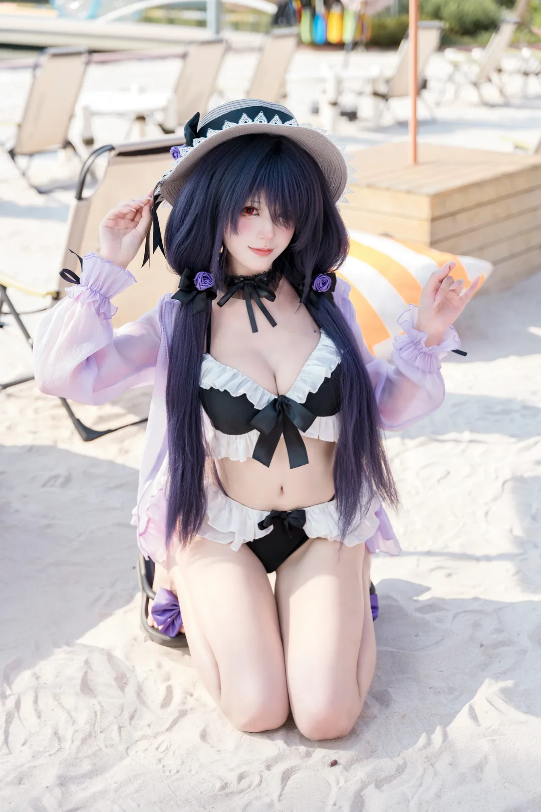 【狂三cos】约会大作战的夏日沙滩泳装写真 - 第 4 张