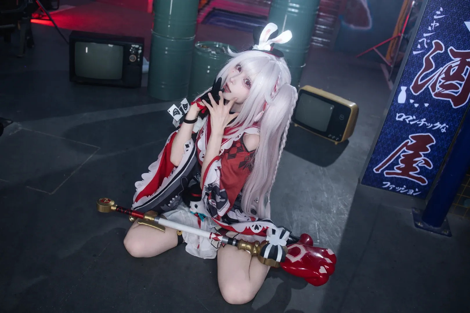 【火花cos】星穹铁道赛博街头风，红黑格纹碰撞兔耳 - 第 3 张