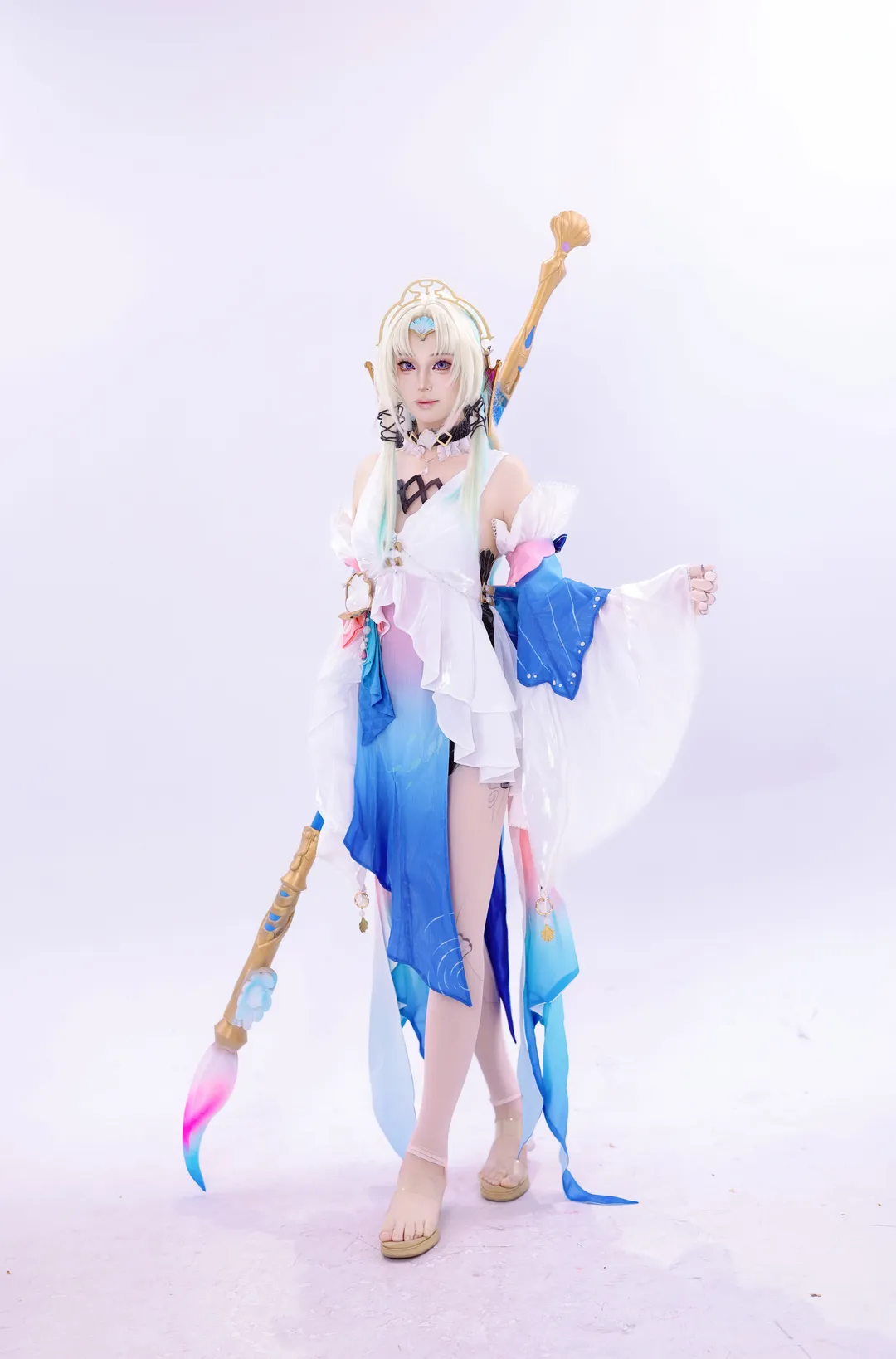 【真珠cos】崩坏星穹铁道，手持法杖的白丝智械少女 - 第 1 张