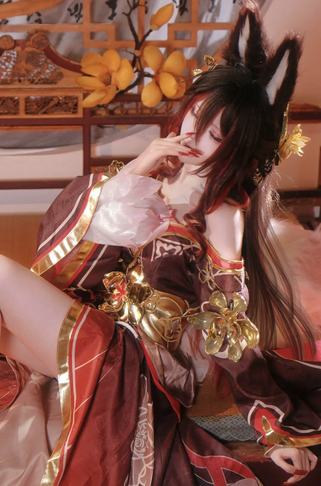 【忘歸人cos】崩壞星穹鐵道，紅黑狐耳與金飾古風造型 - 第 1 張