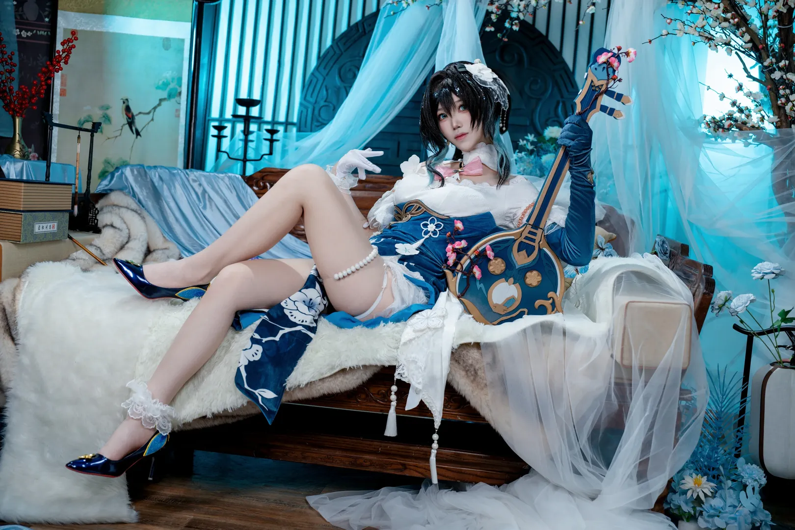【阮梅cos】崩坏星穹铁道雪绽梅笺，青花与琵琶的静谧之梦 - 第 3 张