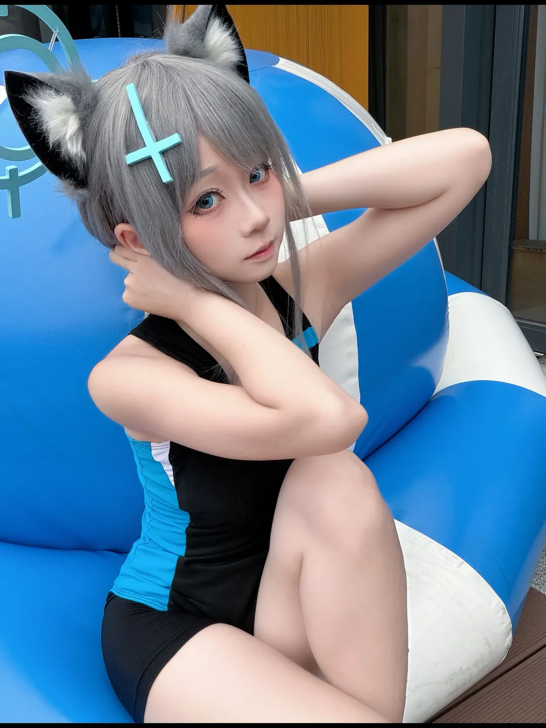 【砂狼白子cos】蔚蓝档案里的夏日泳装白子 - 第 2 张