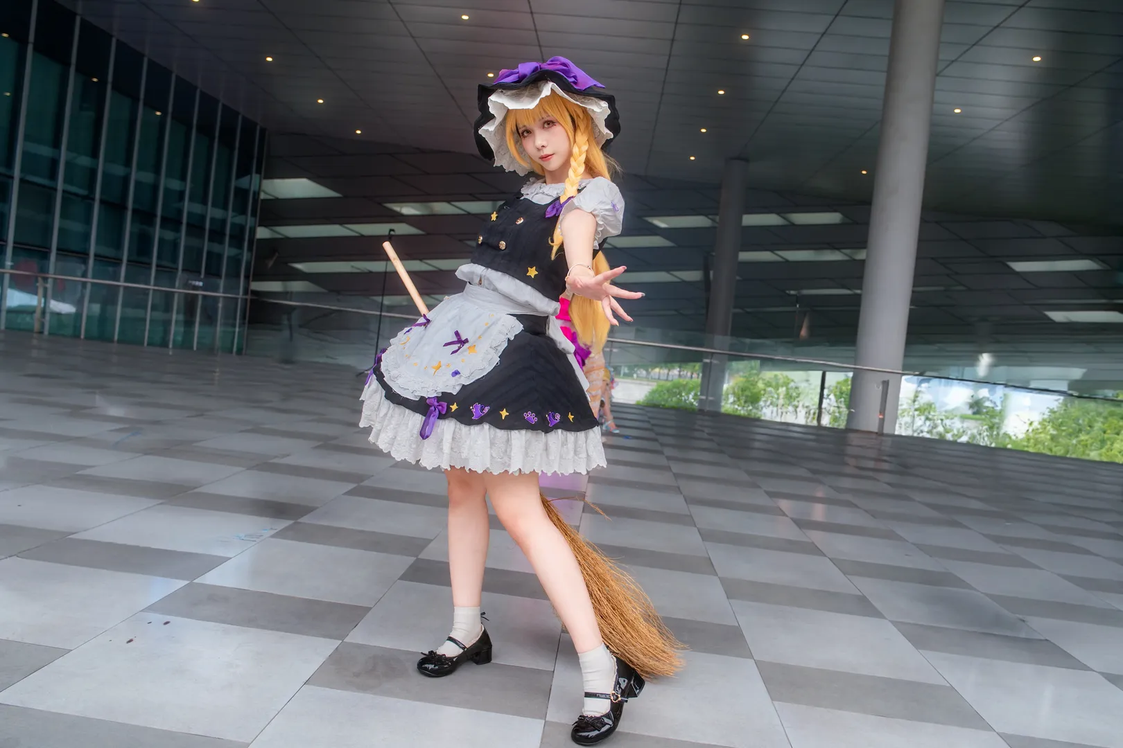 【魔理沙cos】东方project 经典黑白女巫装扮与扫帚 - 第 1 张