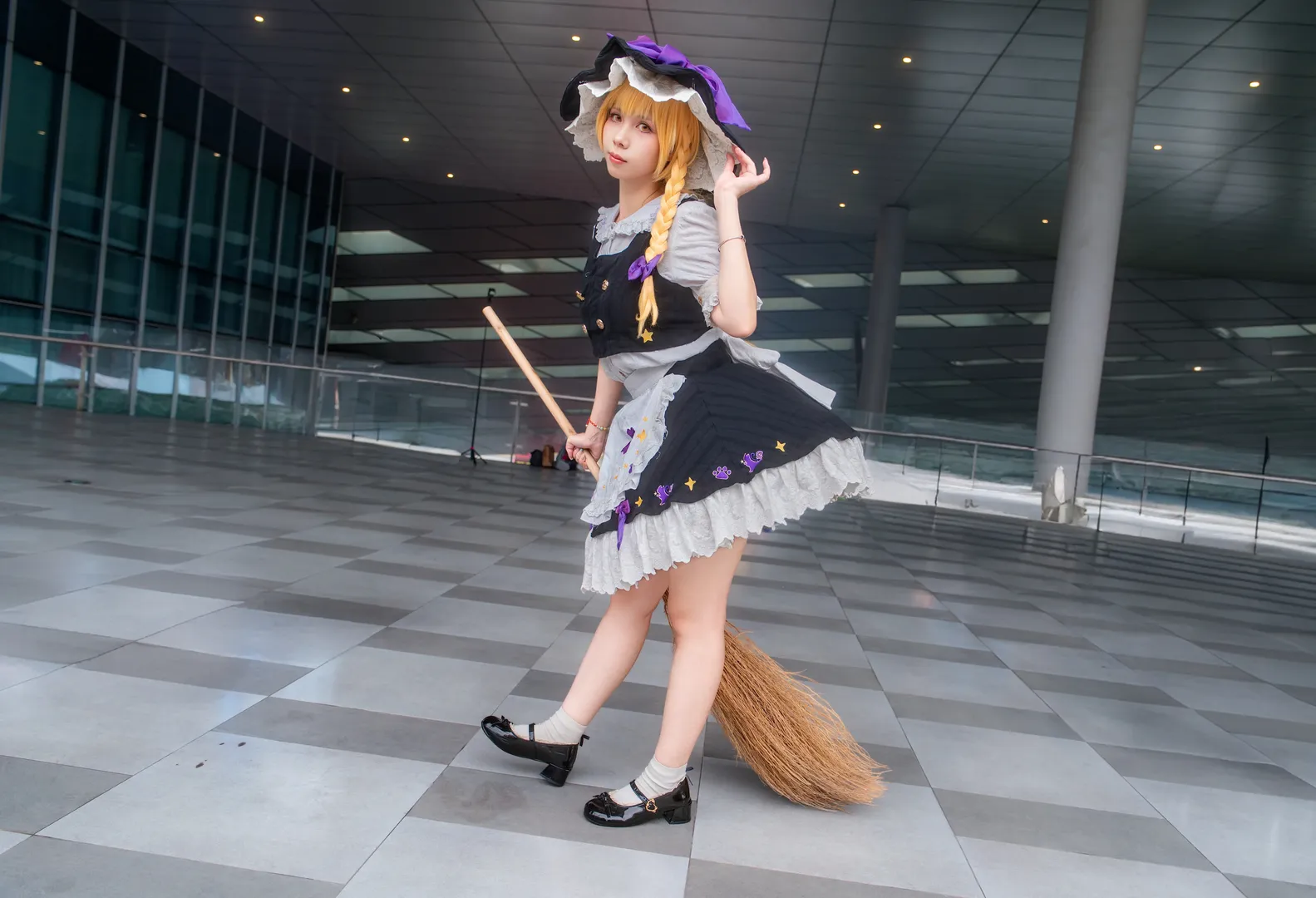 【魔理沙cos】东方project 经典黑白女巫装扮与扫帚 - 第 2 张
