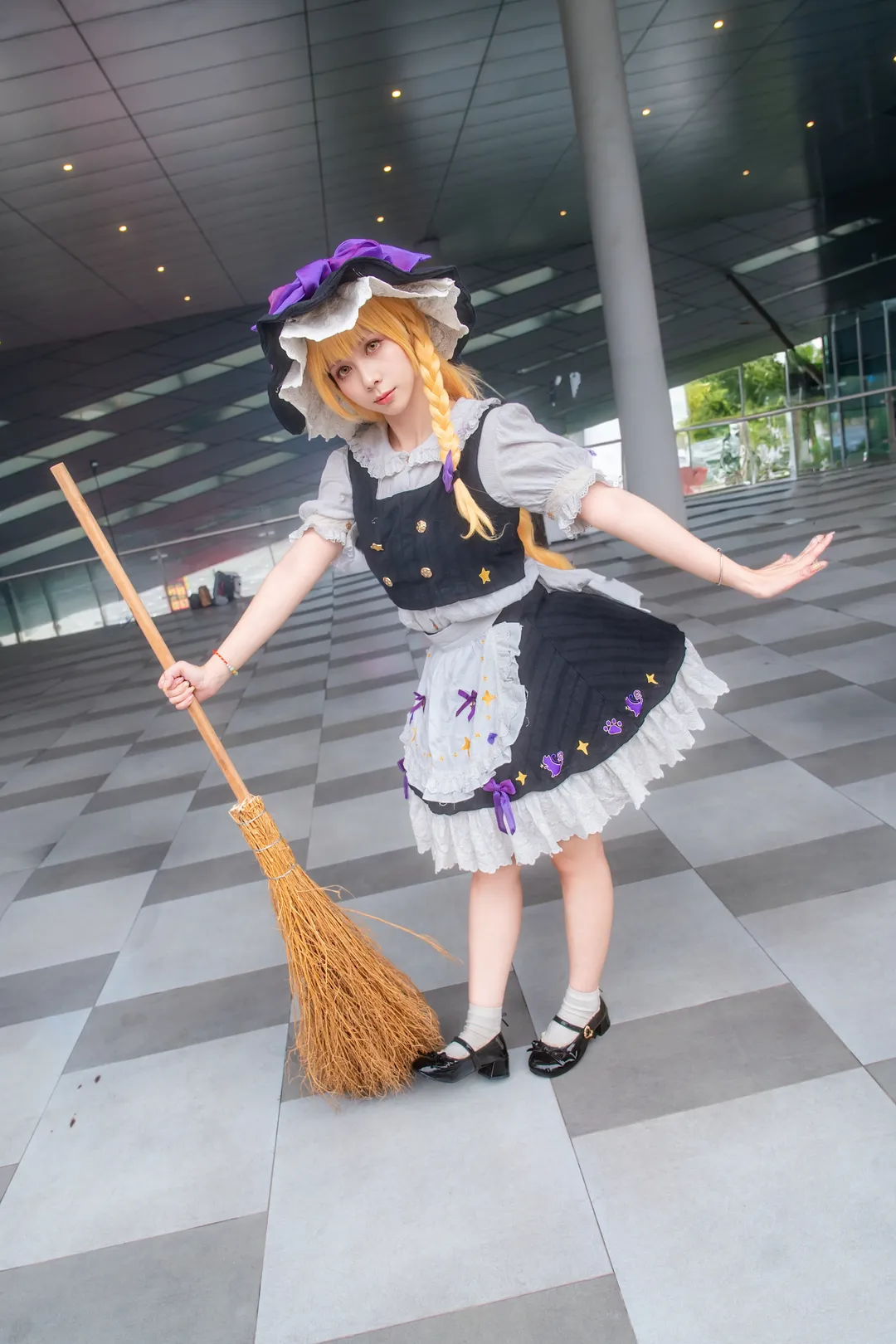 【魔理沙cos】东方project 经典黑白女巫装扮与扫帚 - 第 3 张