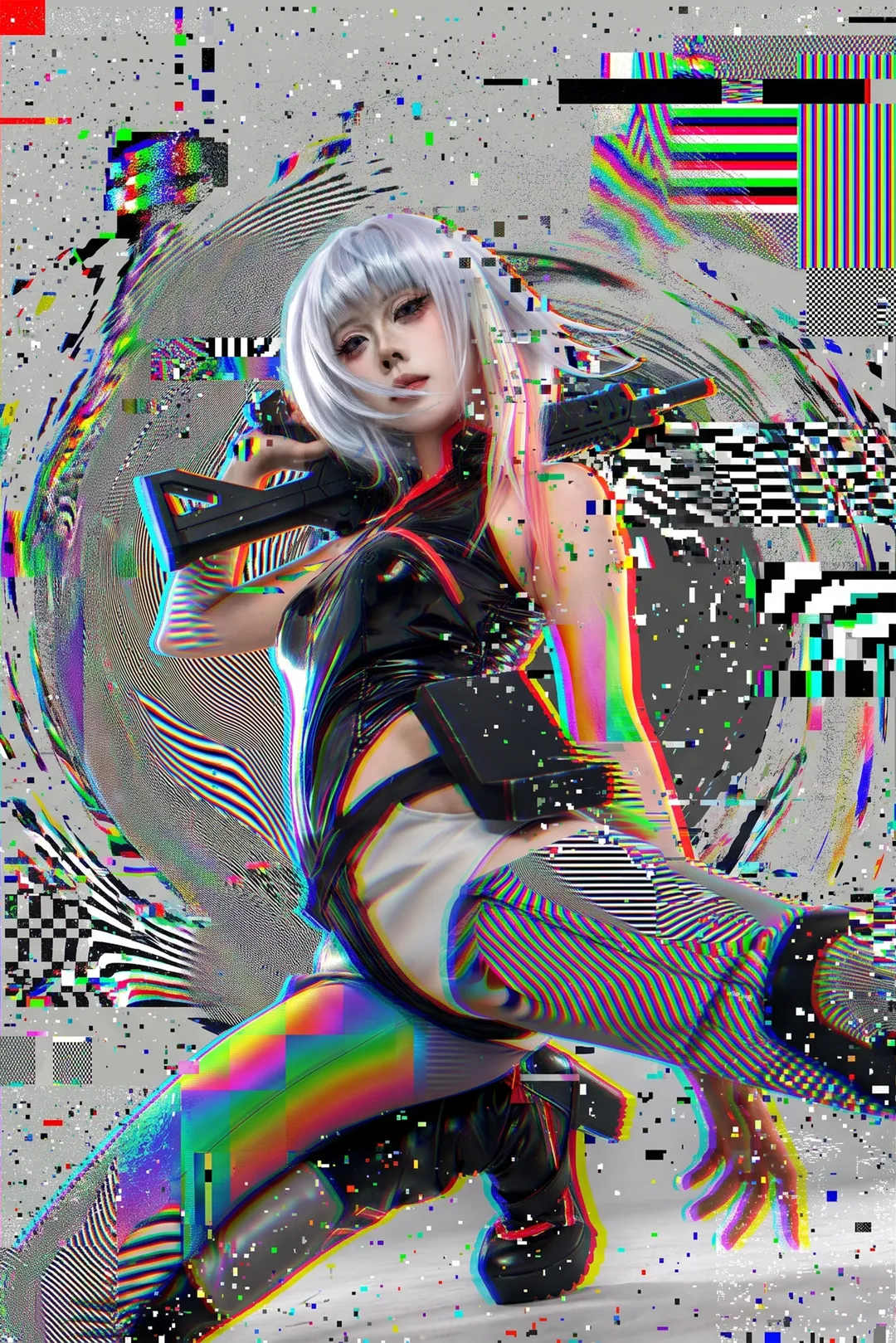 【露西cos】賽博朋克邊緣行者，白棚拍攝的戰術日常 - 第 3 張
