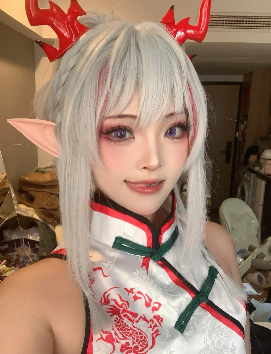 年cos明日方舟 年后补拍的中式龙纹装扮 - 第 1 张