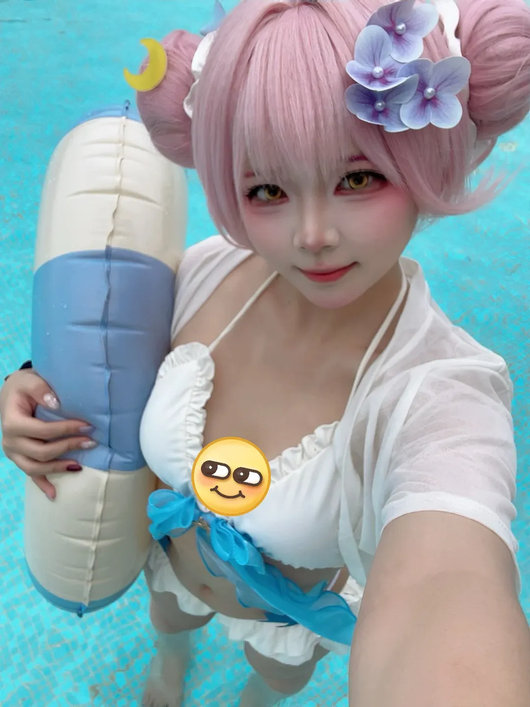 【小鸟游星野cos】蔚蓝档案的粉色泳装萌妹 - 第 2 张