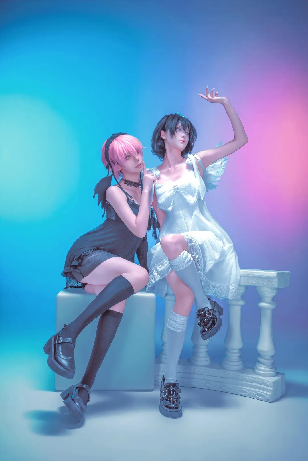 【mizi sua cos】异形舞台的宿命感，黑白羽翼交织的罗马柱幻想 - 第 4 张