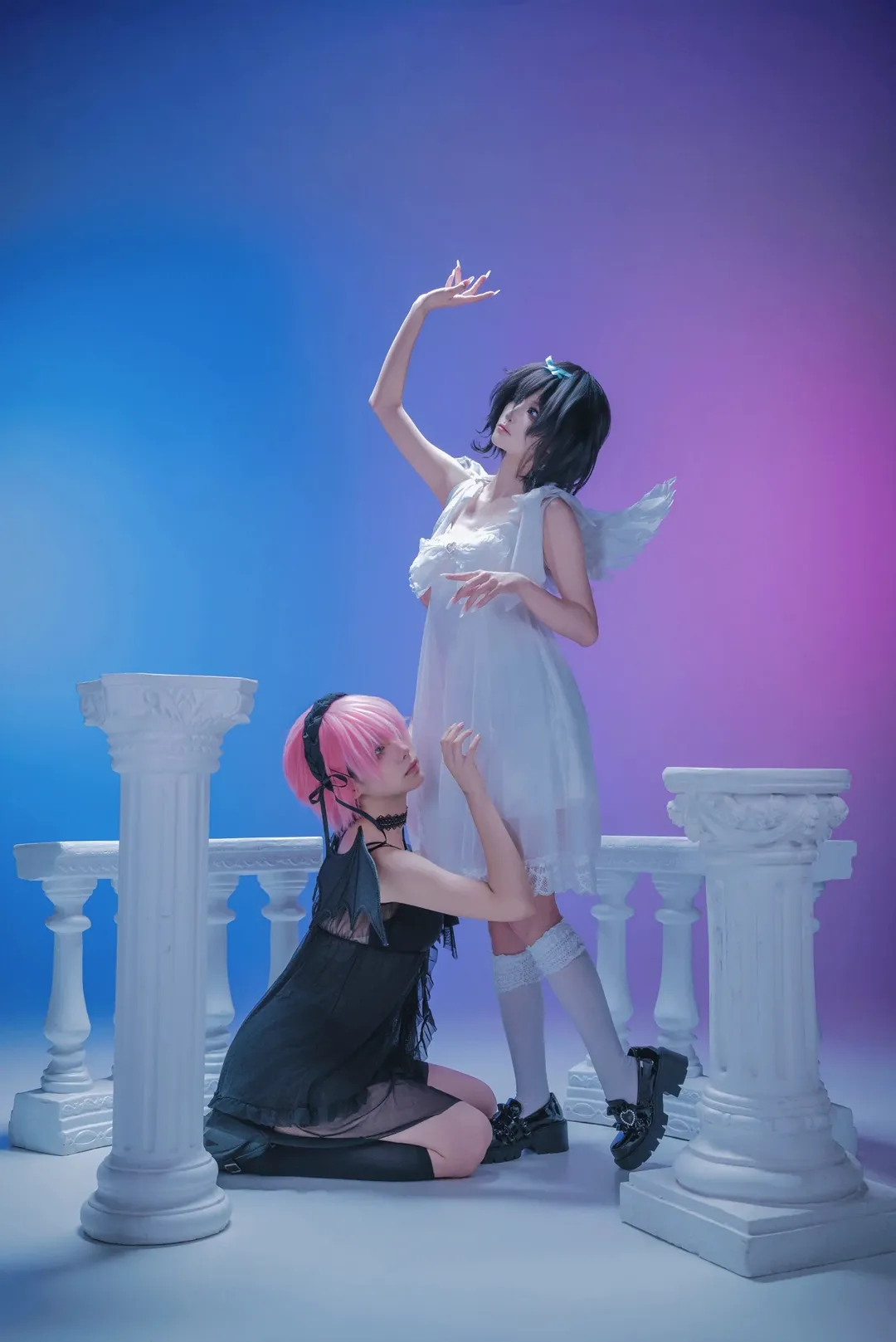 【mizi sua cos】异形舞台的宿命感，黑白羽翼交织的罗马柱幻想 - 第 6 张