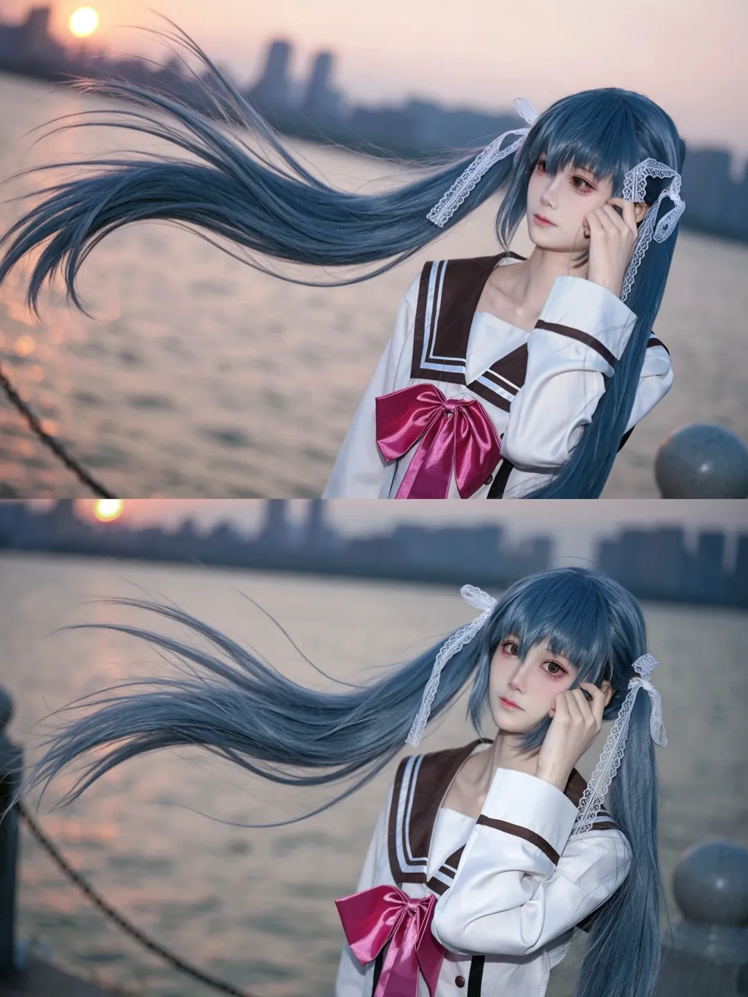 【本间心玲cos】樱之刻里的蓝发水手服少女 - 第 3 张