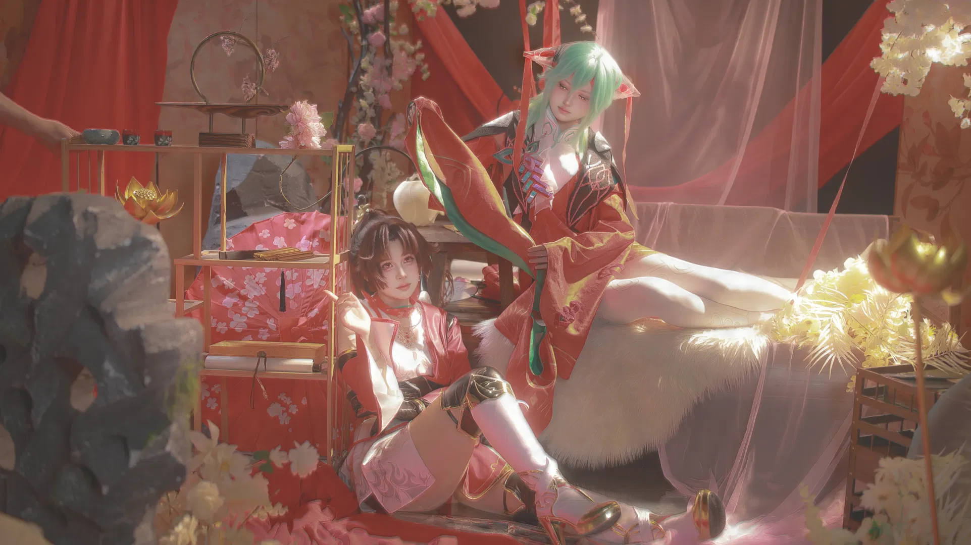 【雲纓cos】王者榮耀雙人正片，紅金交織的幻境 - 第 2 張