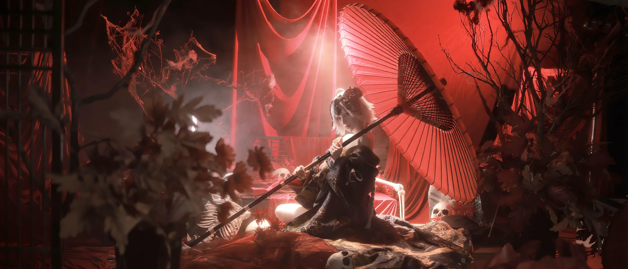 【黑贞德cos】Fate FGO花魁和风造型，红幕之下执伞执念 - 第 2 张