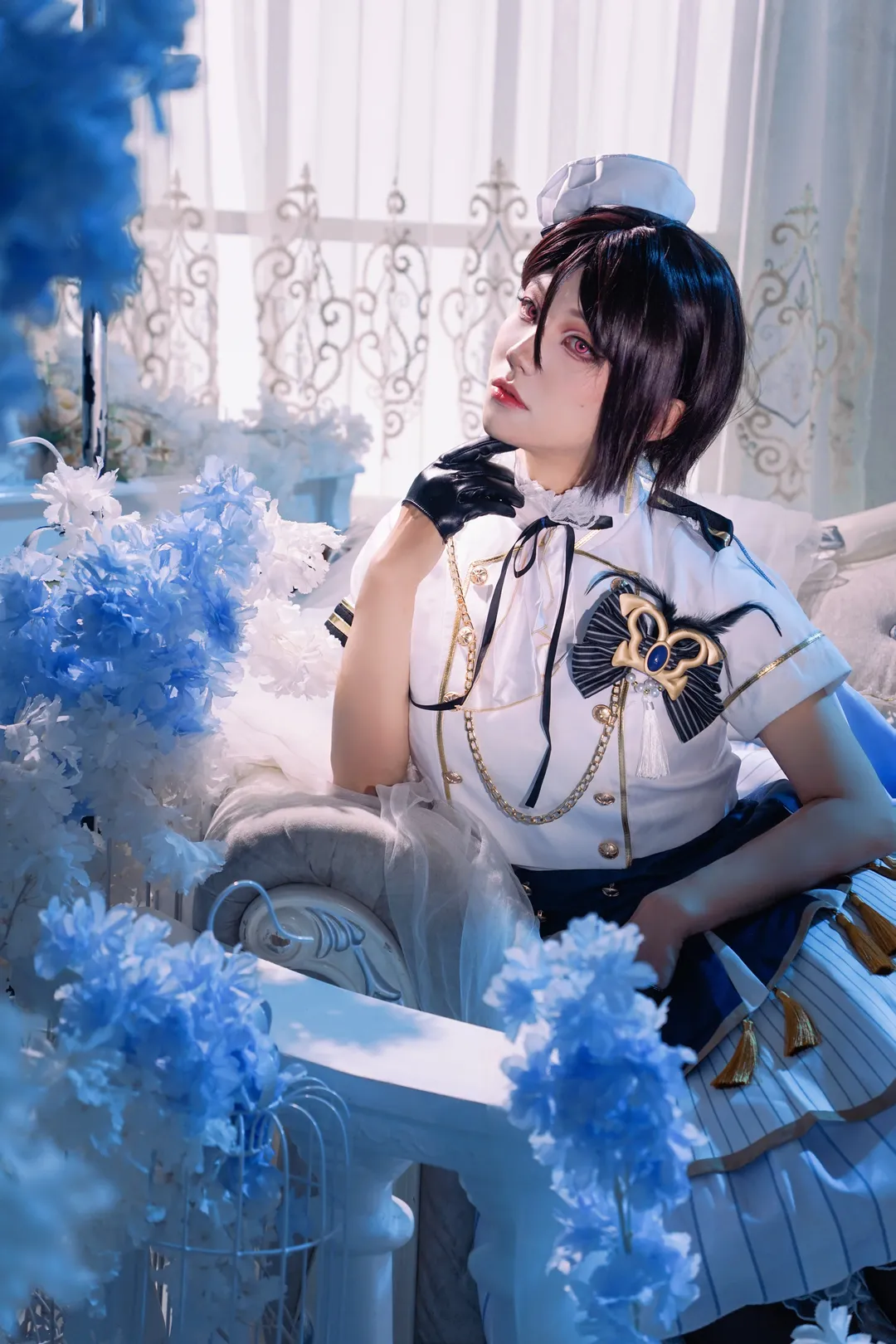 【八潮瑠唯cos】BanG Dream! Morfonica 白制服与红瞳的冷调记录 - 第 1 张