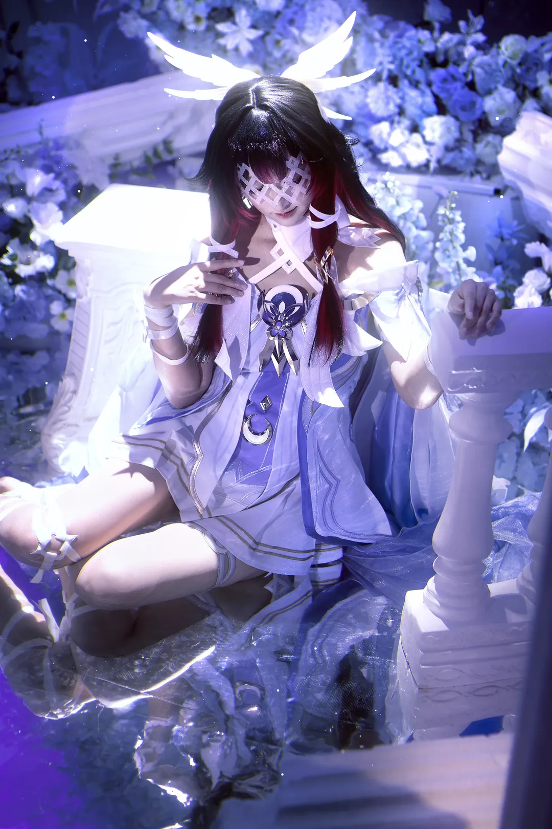 【哥伦比娅cos】原神 蓝紫色调的静谧月下少女