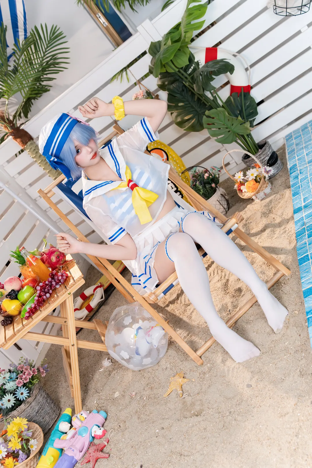 【小雷姆cos】藍色水手服與沙灘的夏日碰撞 - 第 1 張