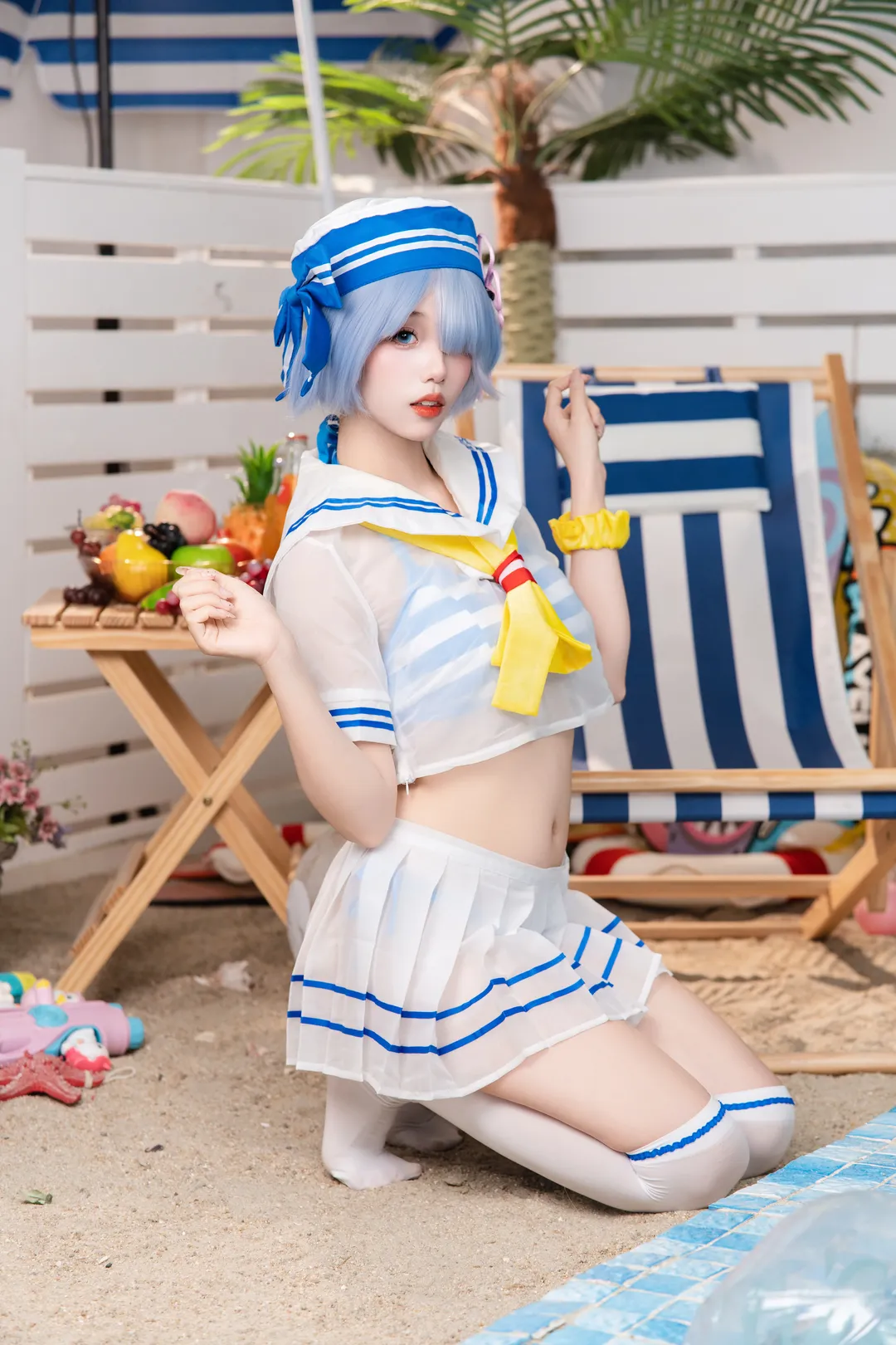 【小雷姆cos】藍色水手服與沙灘的夏日碰撞 - 第 3 張