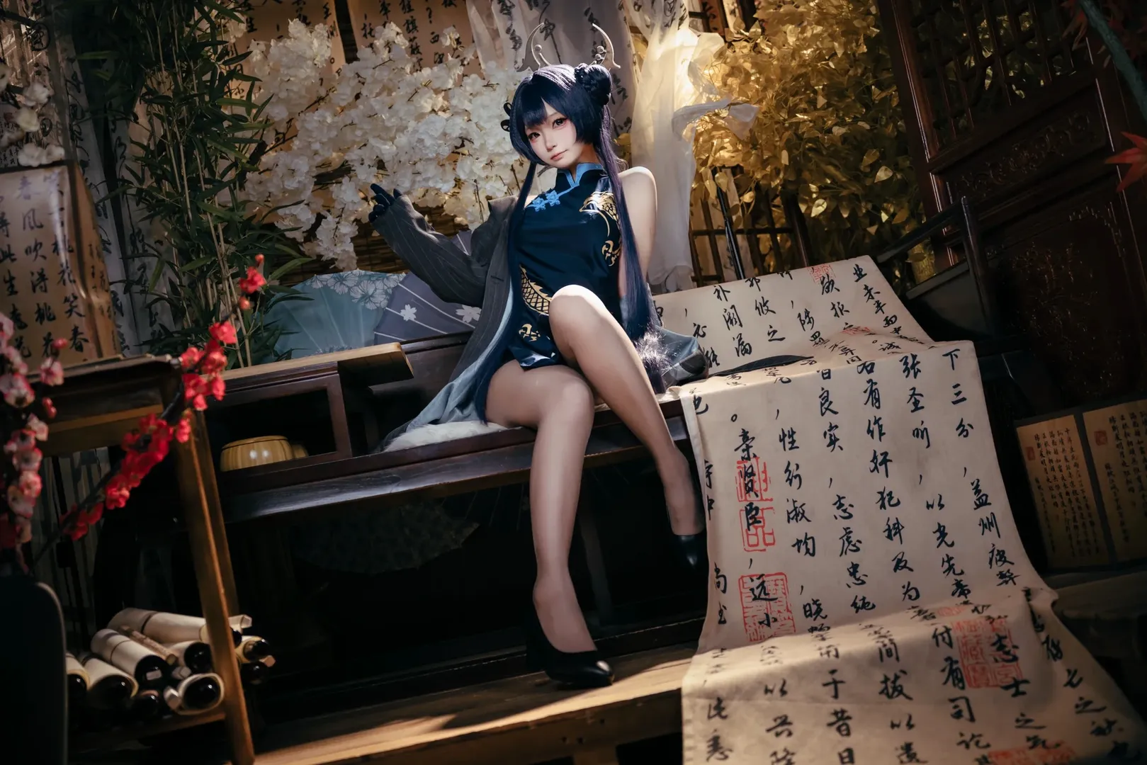 【妃咲cos】老師我身體有點欠佳，這是蔚藍檔案的中式旗袍韻味 - 第 4 張