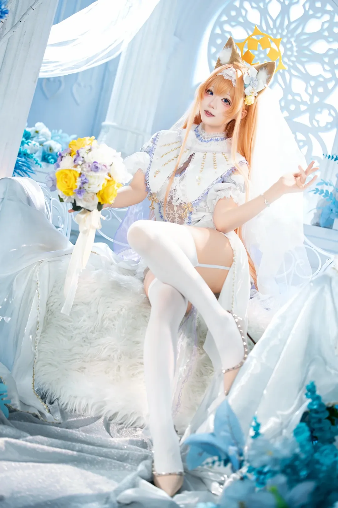【瑪麗cos】蔚藍檔案純白誓約，夢幻白紗與白絲