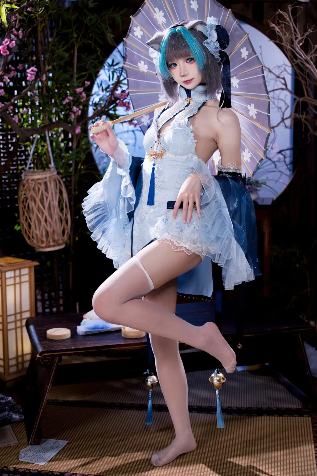 碧藍航線柴郡cos，白藍改良旗袍與白絲搭配 - 第 10 張