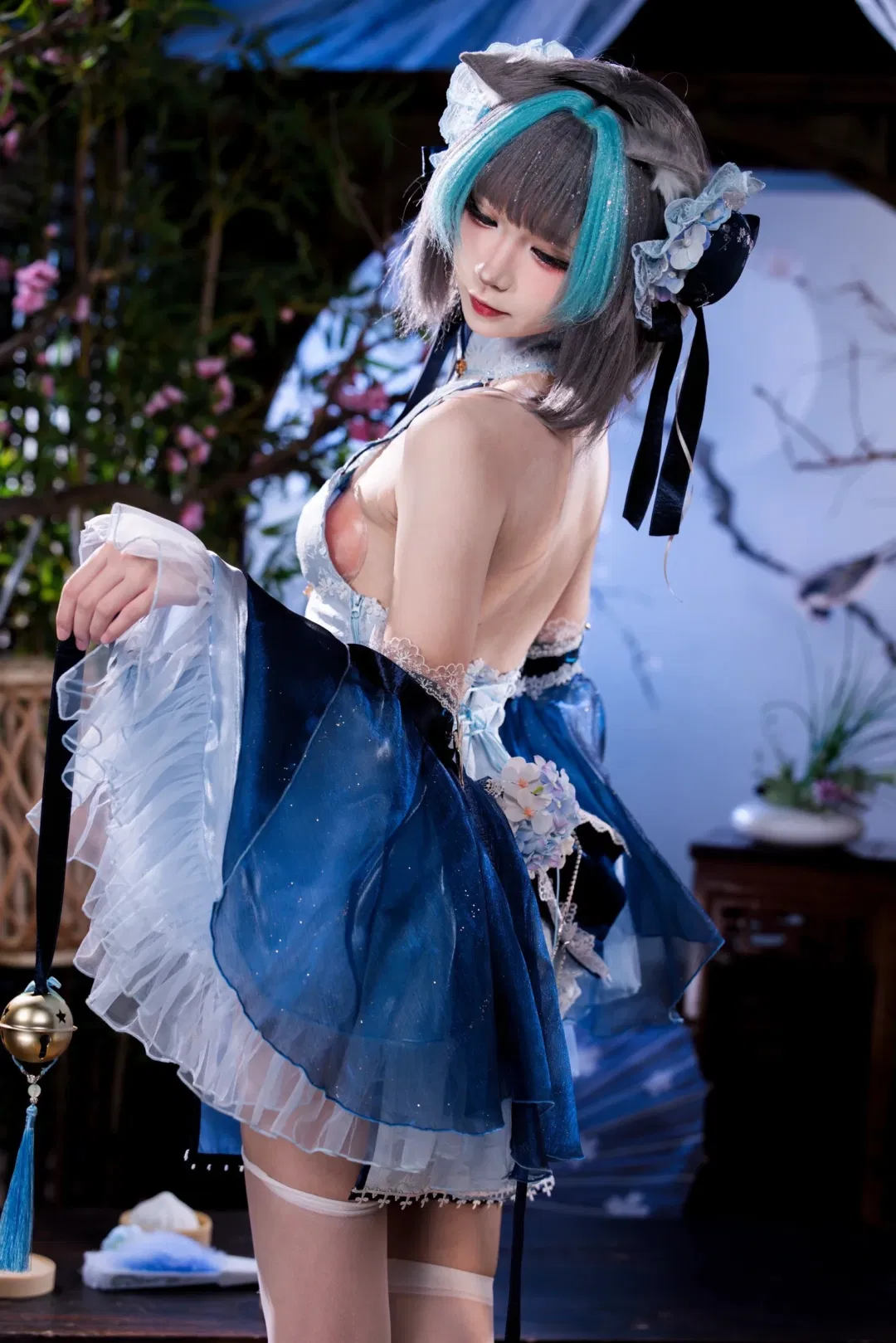 碧藍航線柴郡cos，白藍改良旗袍與白絲搭配 - 第 9 張