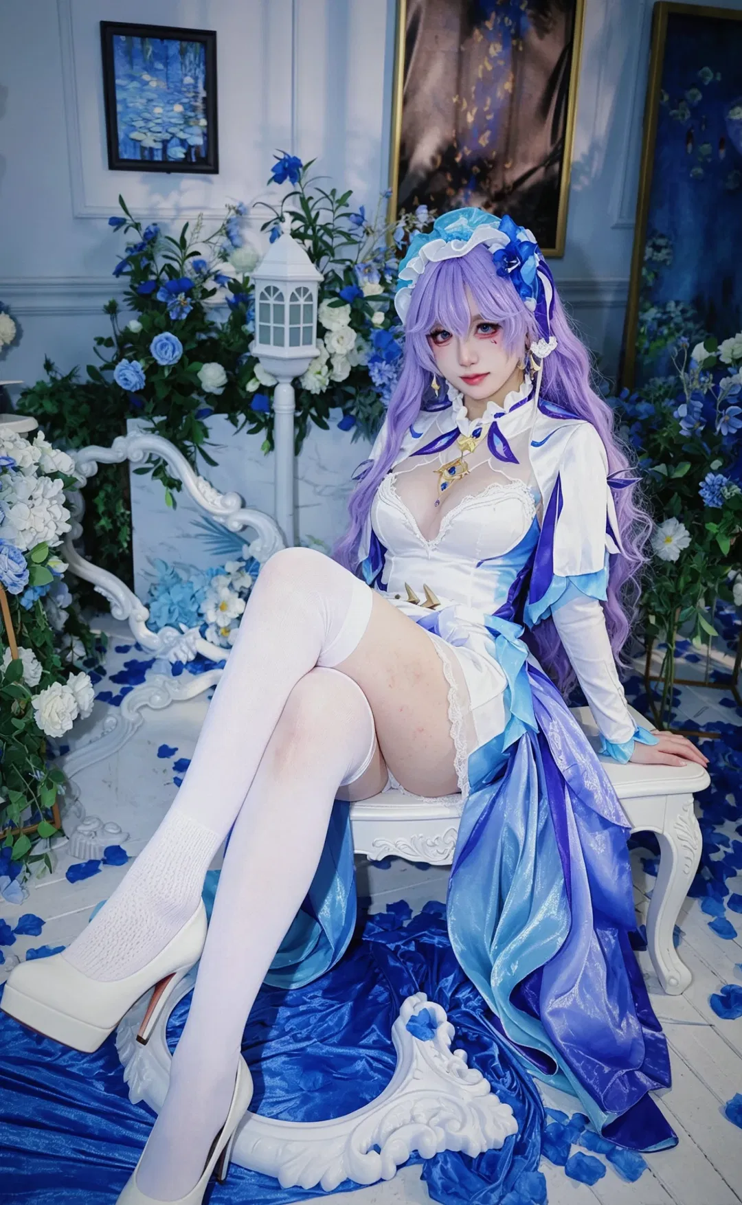 【坎特蕾拉cos】蓝白洋装与紫发白丝的视觉记录 - 第 1 张