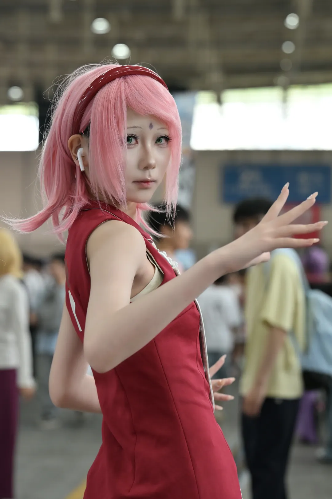 【春野樱cos】粉发红旗袍，木叶忍者的国风新演绎 - 第 3 张