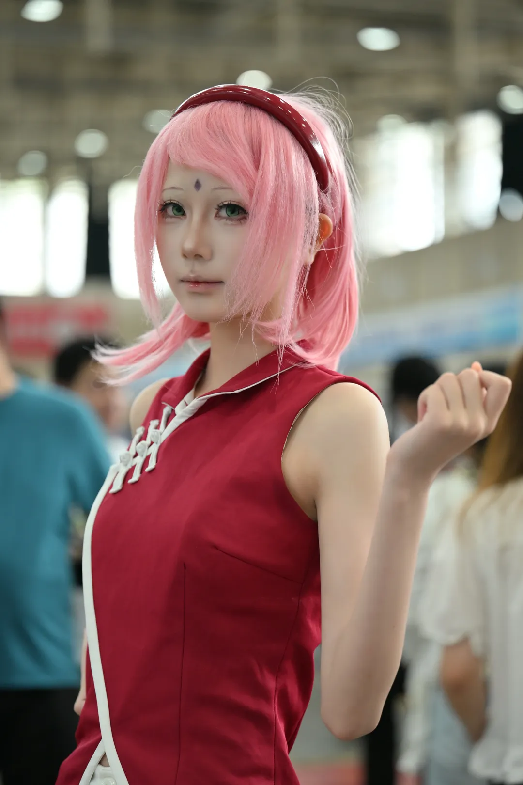【春野樱cos】粉发红旗袍，木叶忍者的国风新演绎 - 第 5 张