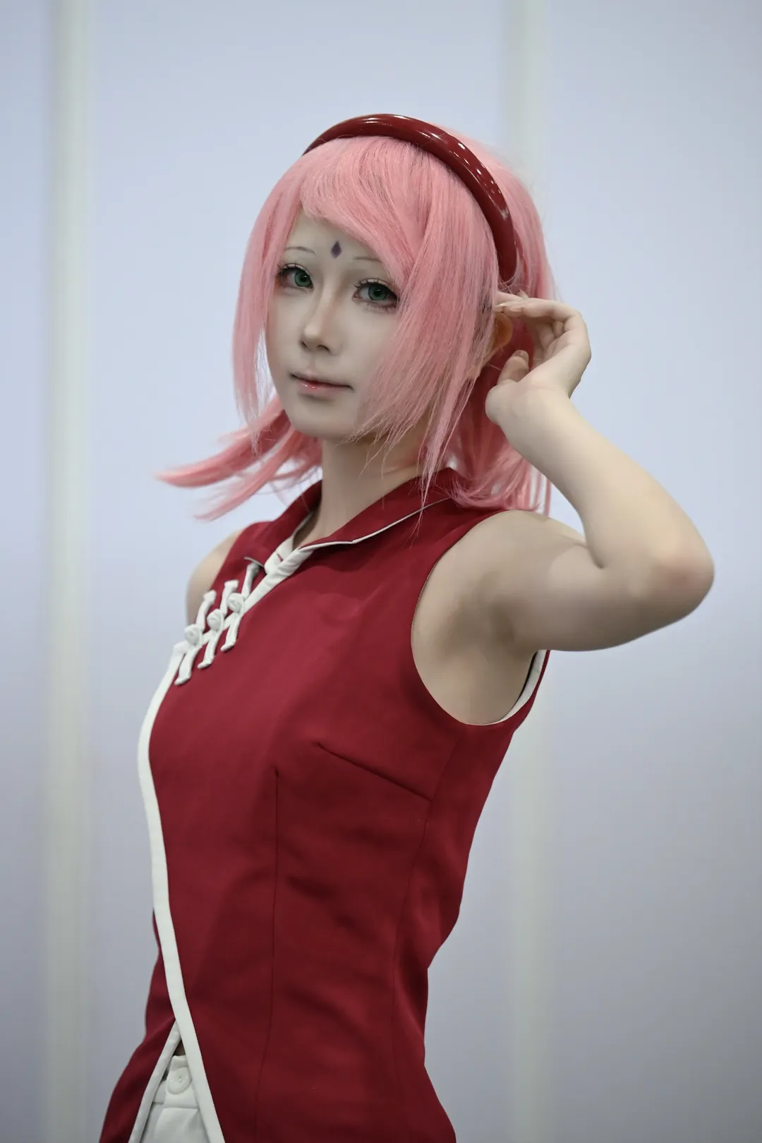 【春野樱cos】粉发红旗袍，木叶忍者的国风新演绎 - 第 7 张