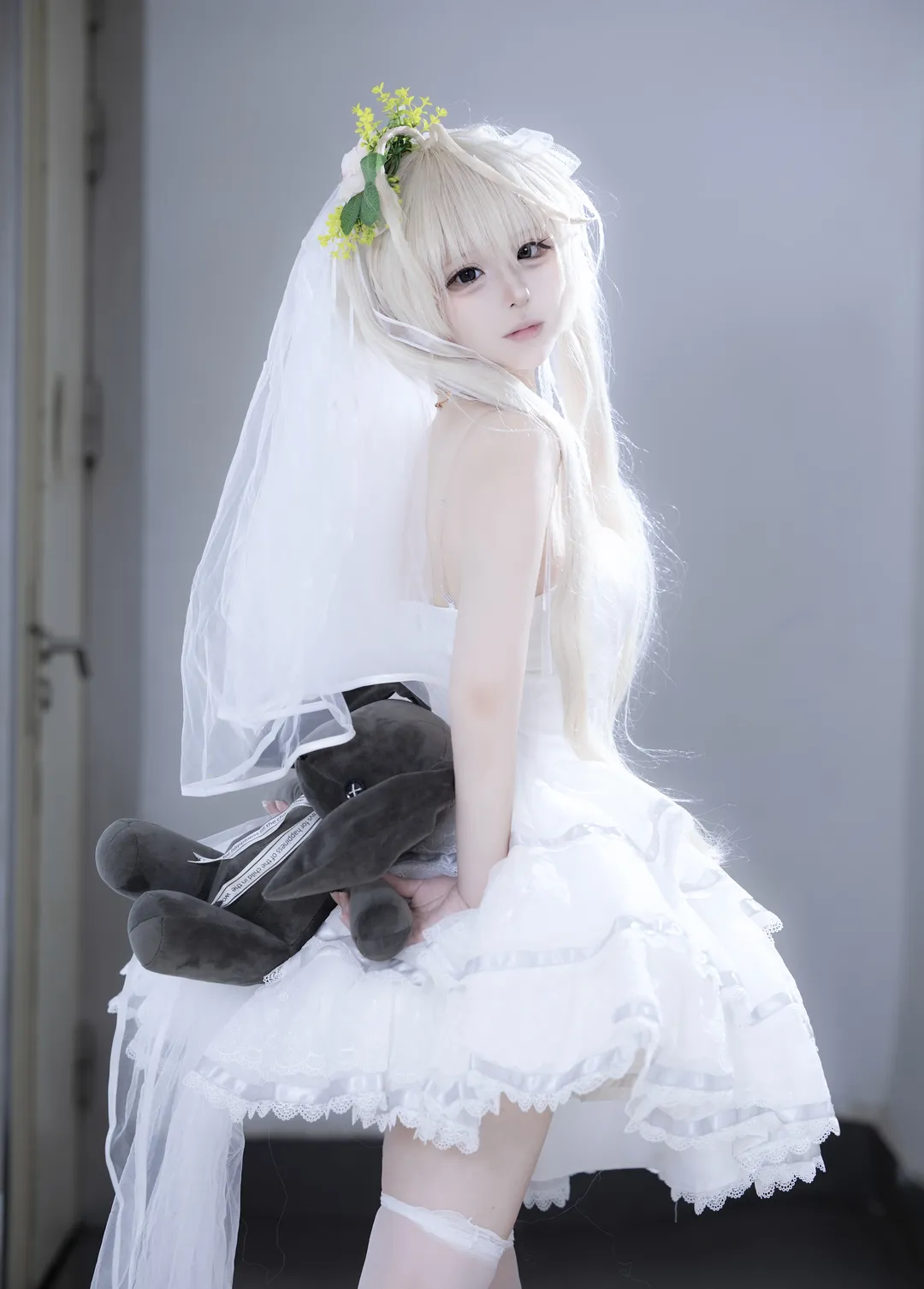 【春日野穹cos】缘之空婚纱造型，白纱与灰兔的春日浪漫 - 第 2 张