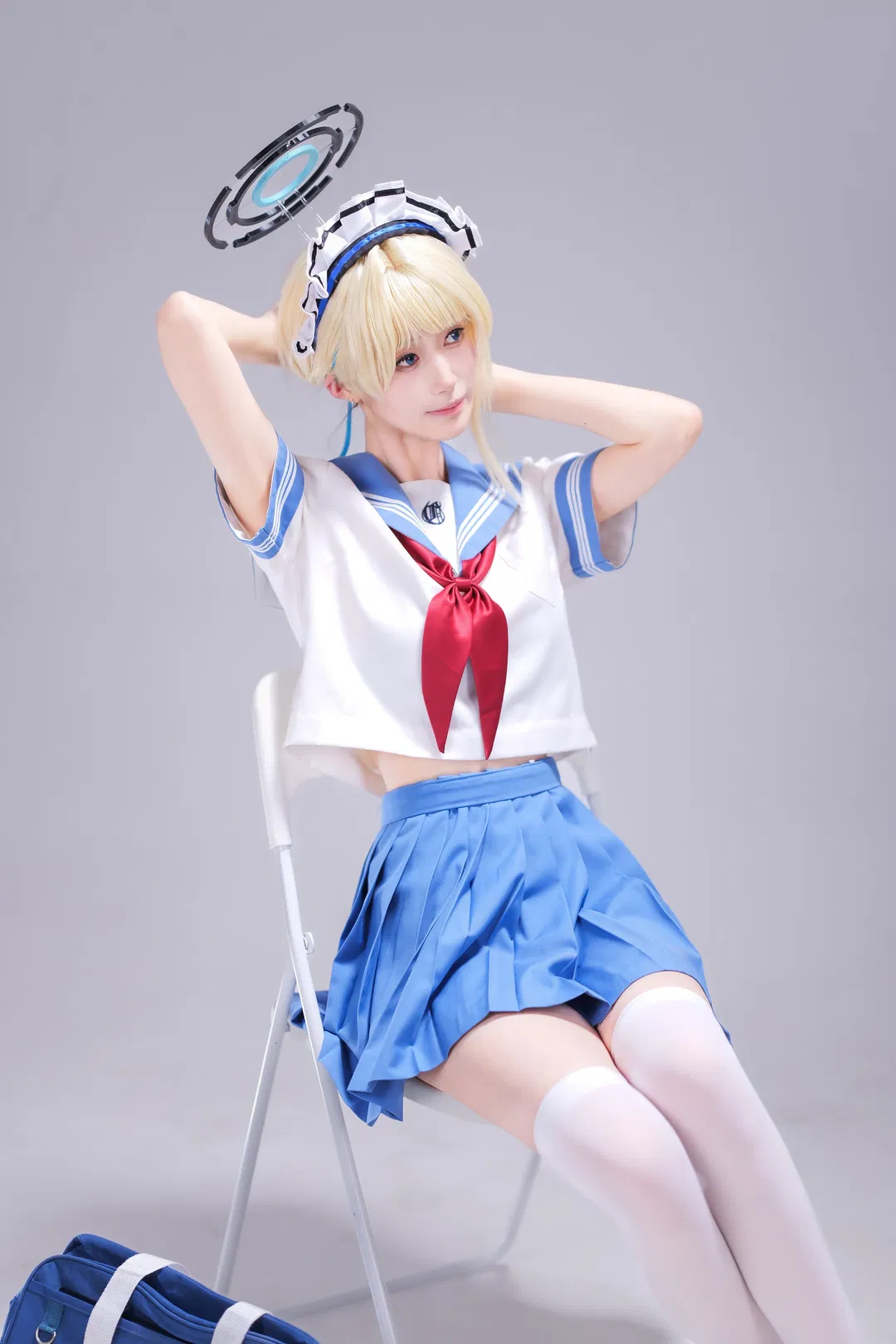 【飞鸟马时cos】小时这套水手服细节拉满 - 第 5 张