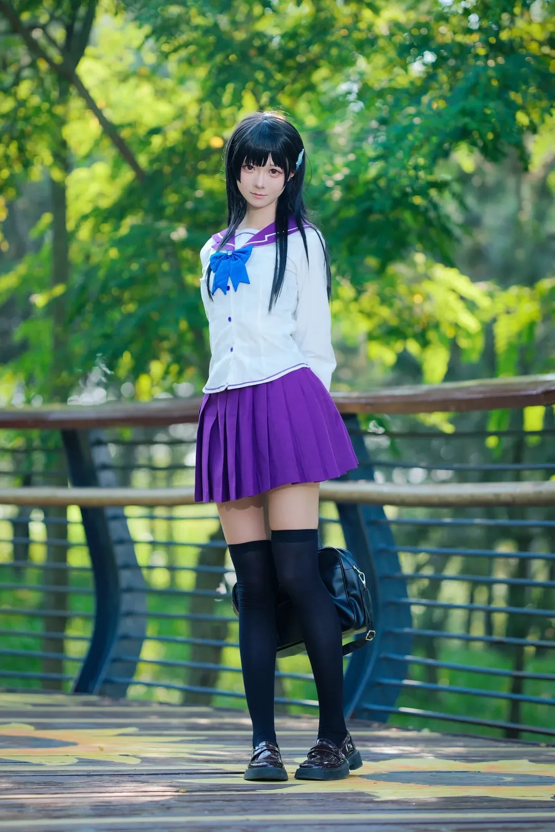 【散华礼弥cos】紫阳花开无尽夏，绣球花海中的水手服少女 - 第 2 张