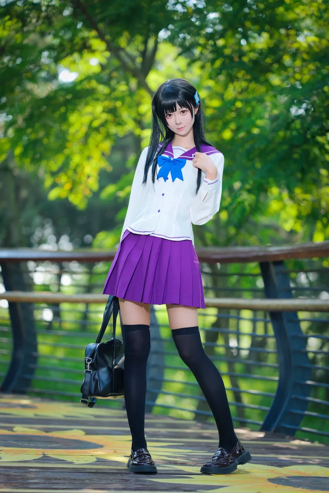 【散华礼弥cos】紫阳花开无尽夏，绣球花海中的水手服少女 - 第 4 张
