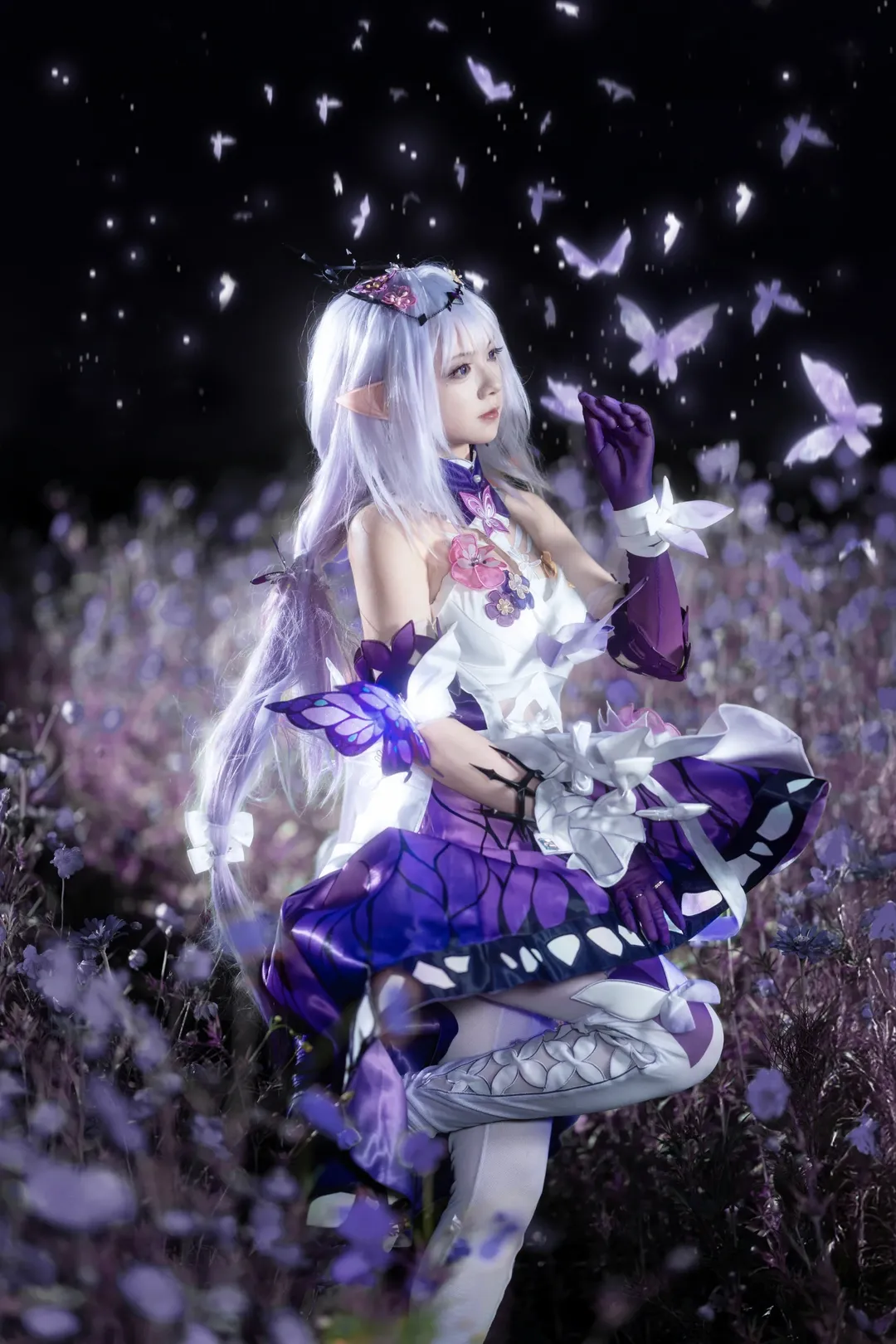 【遐蝶cos】夜色格桑花海里的静谧瞬间 - 第 4 张
