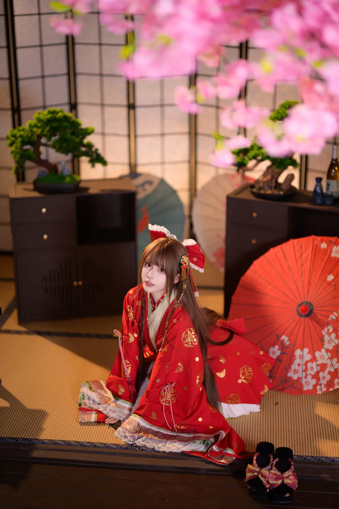 东方project和风cos，红金振袖在樱花和室里的拍摄记录 - 第 1 张