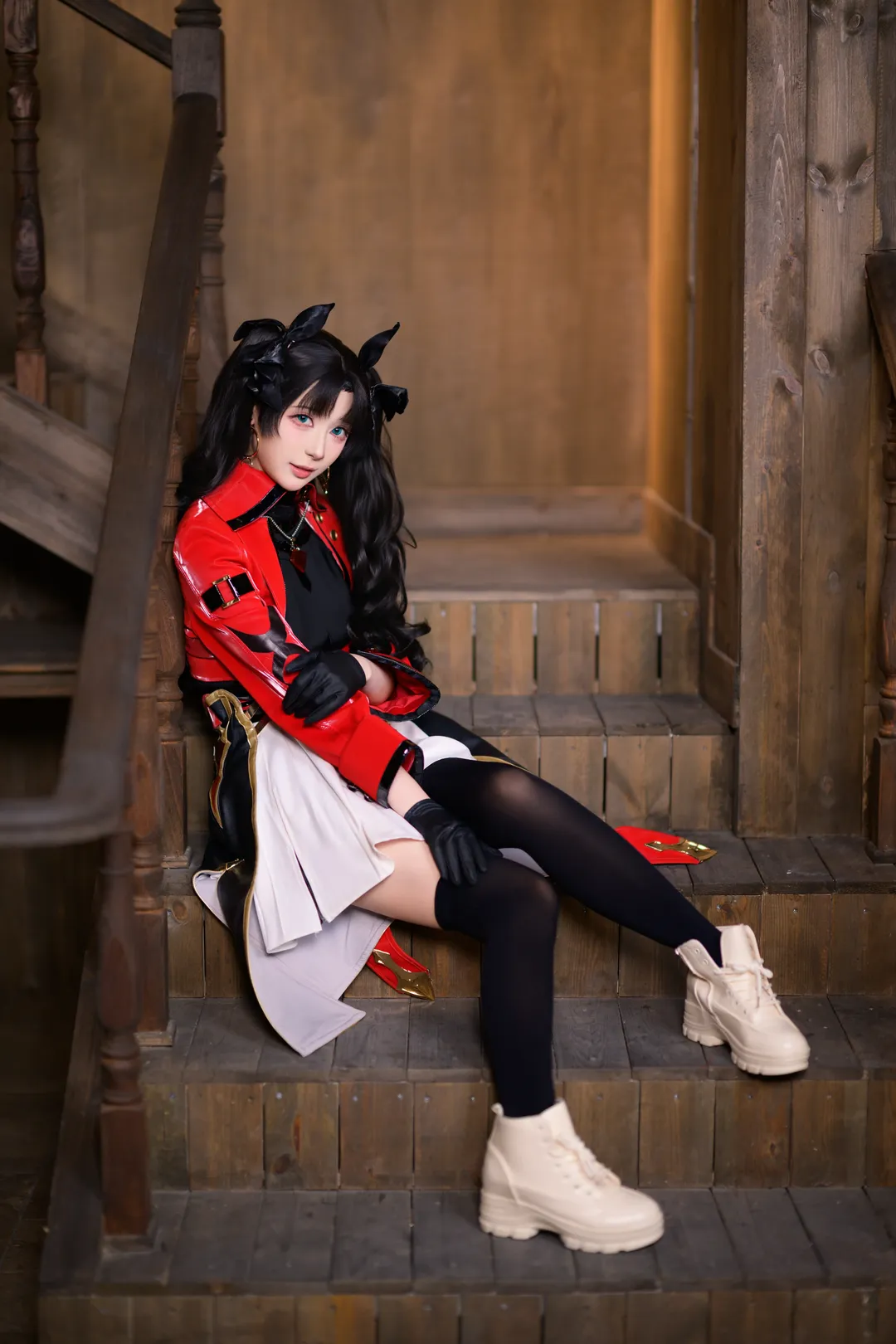 【遠坂凜cos】崩壞星穹鐵道的紅黑皮衣造型