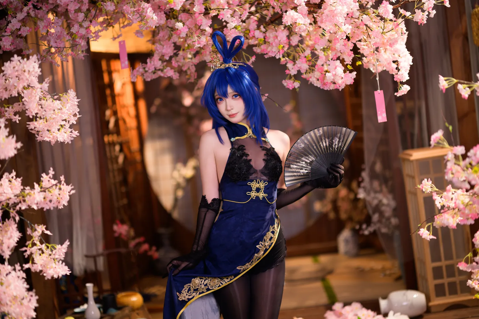 【新泽西cos】碧蓝航线旗袍新泽西，樱花棚拍绝美瞬间 - 第 8 张