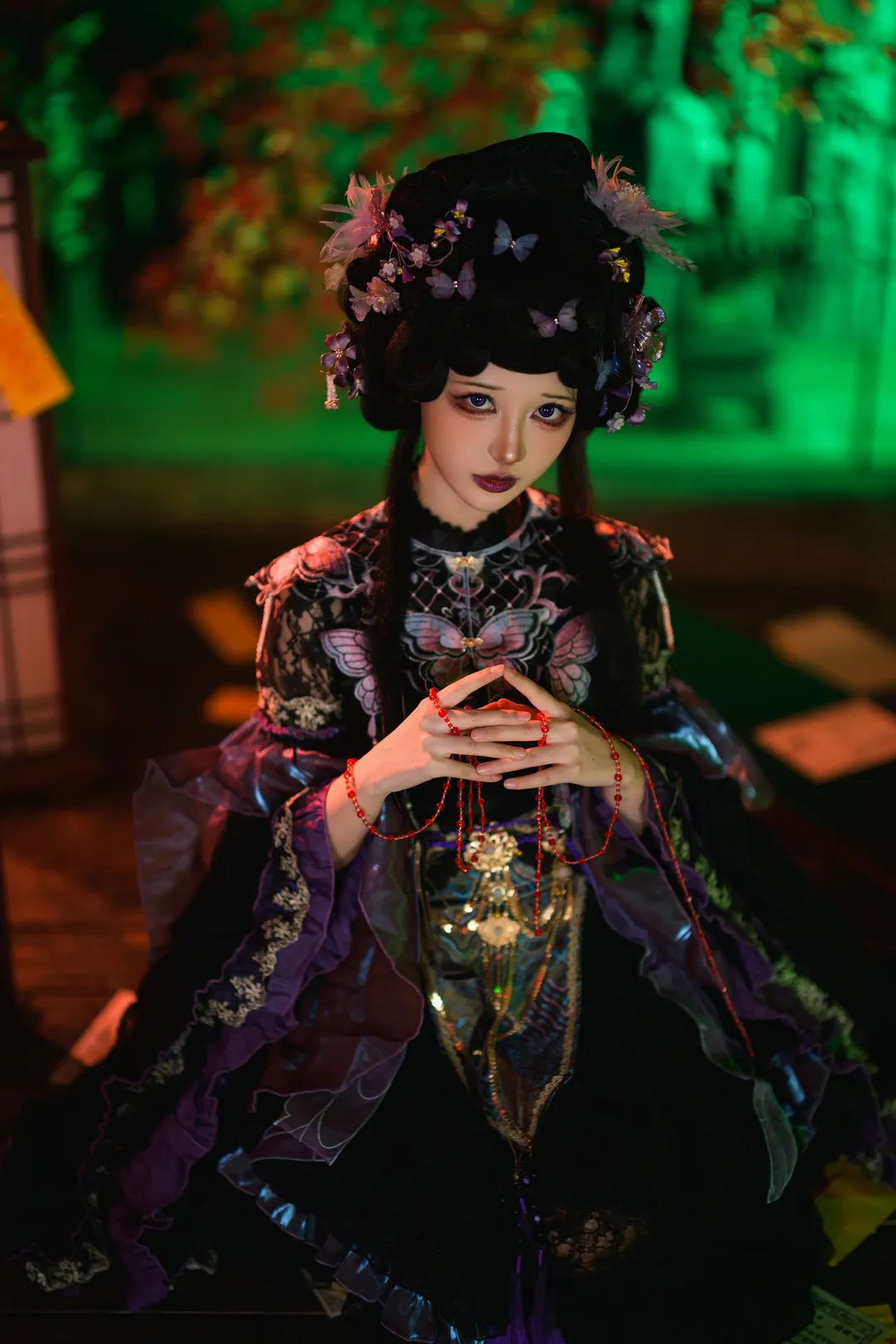 暗黑人偶双子洛丽塔，红绿撞色下的哥特氛围 - 第 13 张
