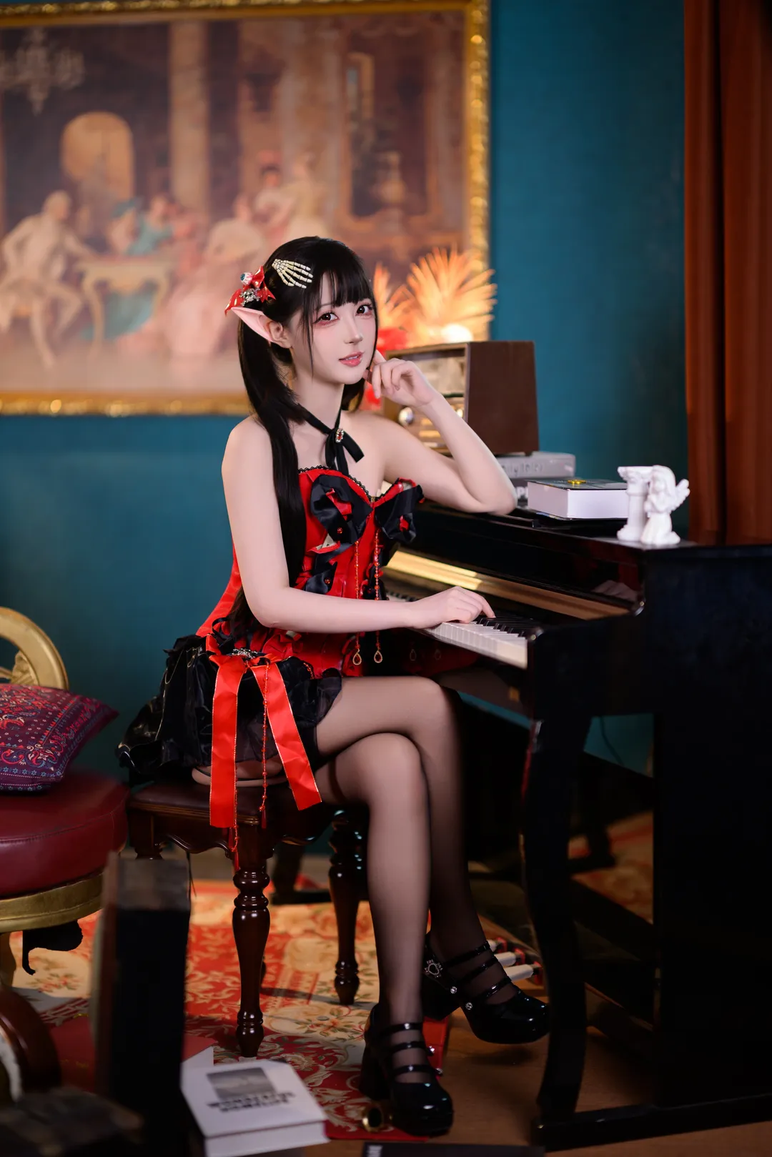 暗黑系Lolita小惡魔雙子寫真，紅黑哥特風氛圍感拉滿 - 第 9 張