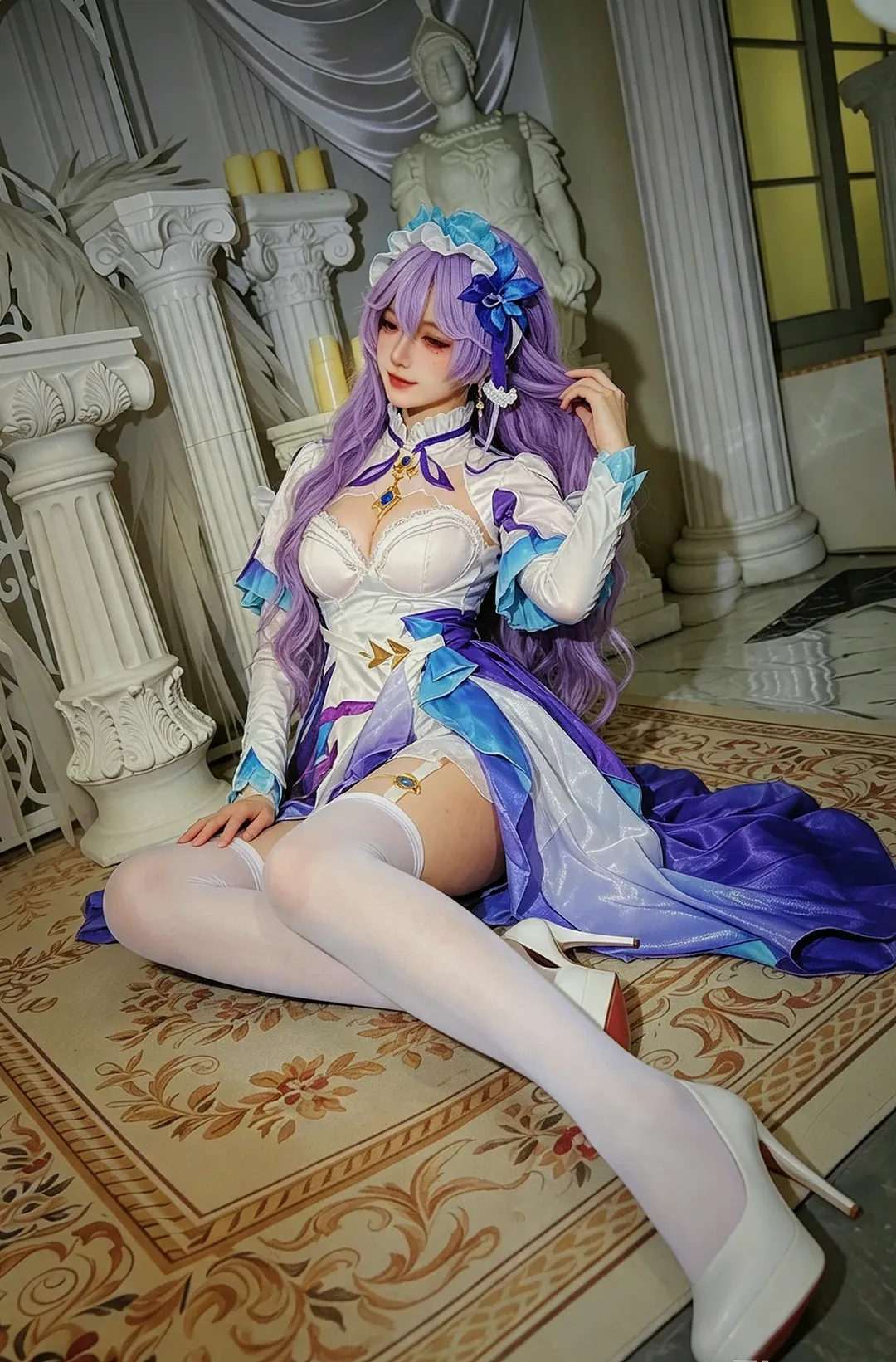 【坎特蕾拉cos】鸣潮紫色长发贵妇造型记录 - 第 1 张