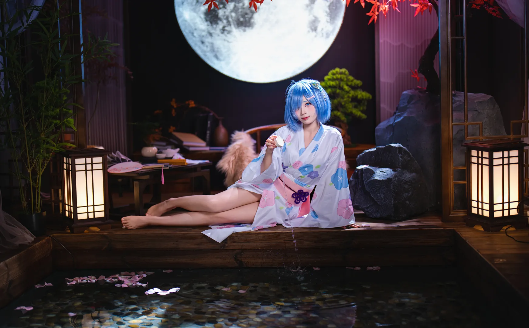 【蕾姆cos】从零开始的异世界生活，月色和风浴衣棚拍 - 第 3 张