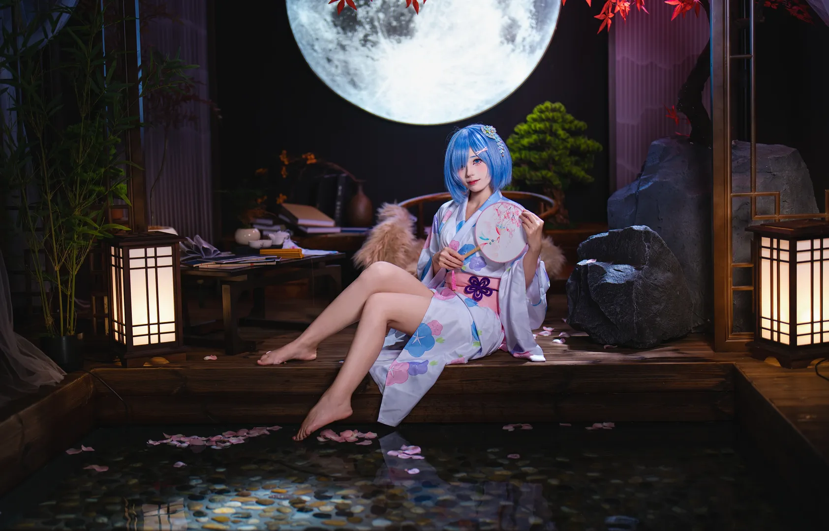 【蕾姆cos】从零开始的异世界生活，月色和风浴衣棚拍 - 第 5 张