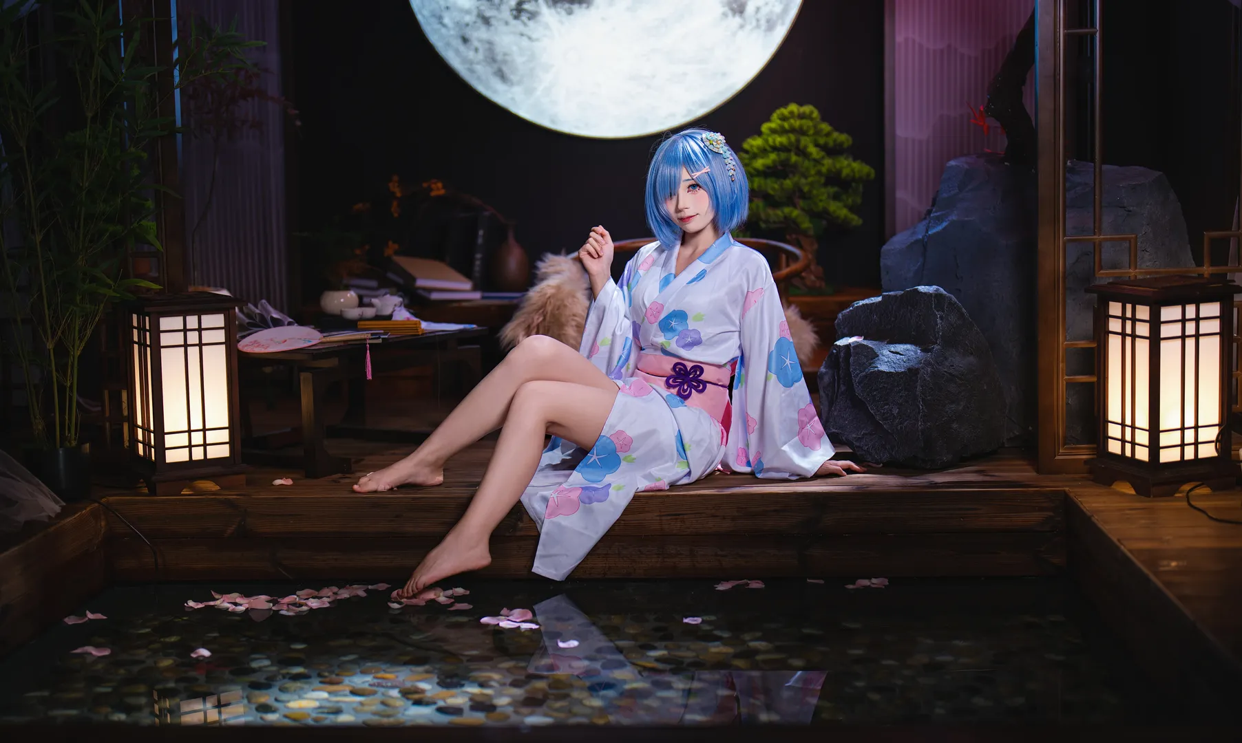 【蕾姆cos】从零开始的异世界生活，月色和风浴衣棚拍 - 第 6 张