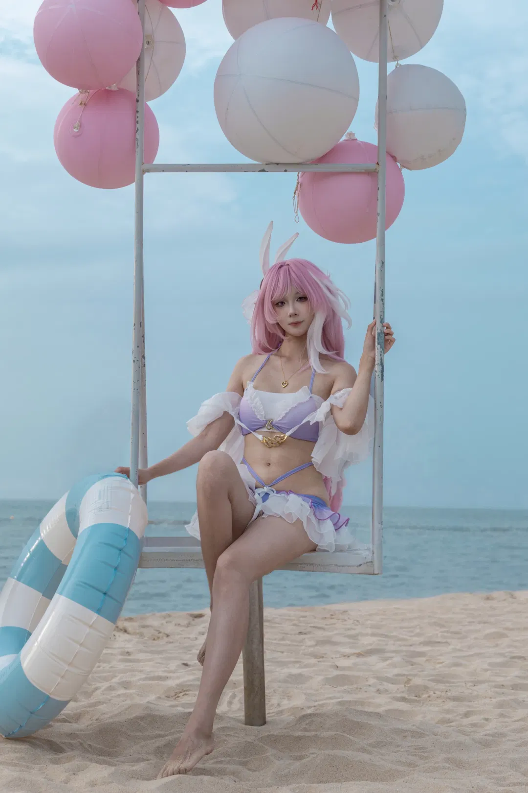 【爱莉希雅cos】崩坏三海边人律泳装，记录夏末的海风 - 第 1 张