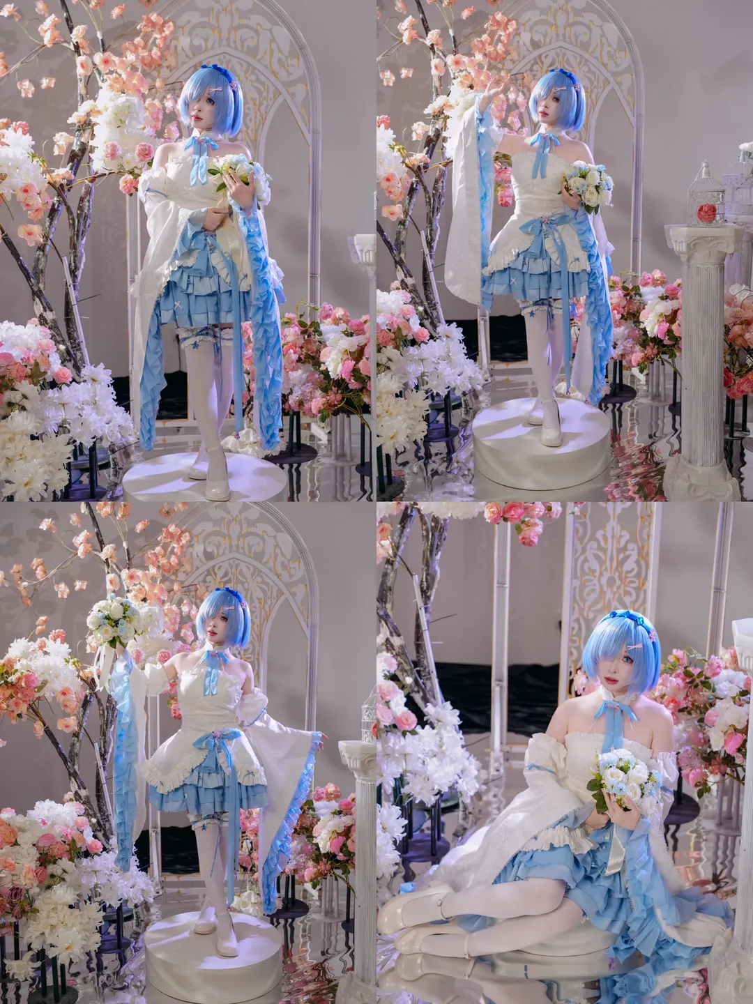 【蕾姆cos】蓝白花嫁风格衍生服，棚拍细节分享 - 第 1 张