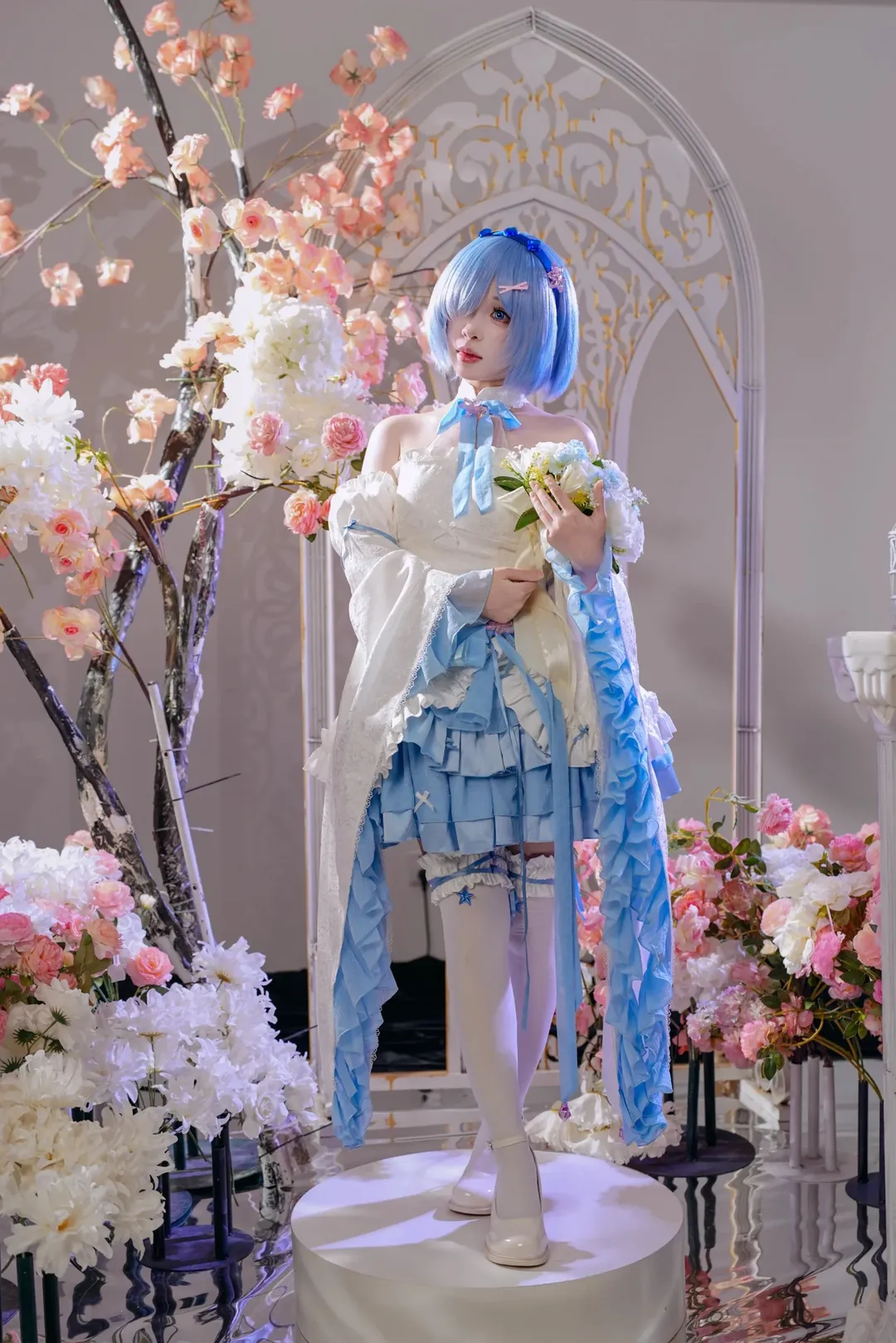 【蕾姆cos】蓝白花嫁风格衍生服，棚拍细节分享 - 第 2 张