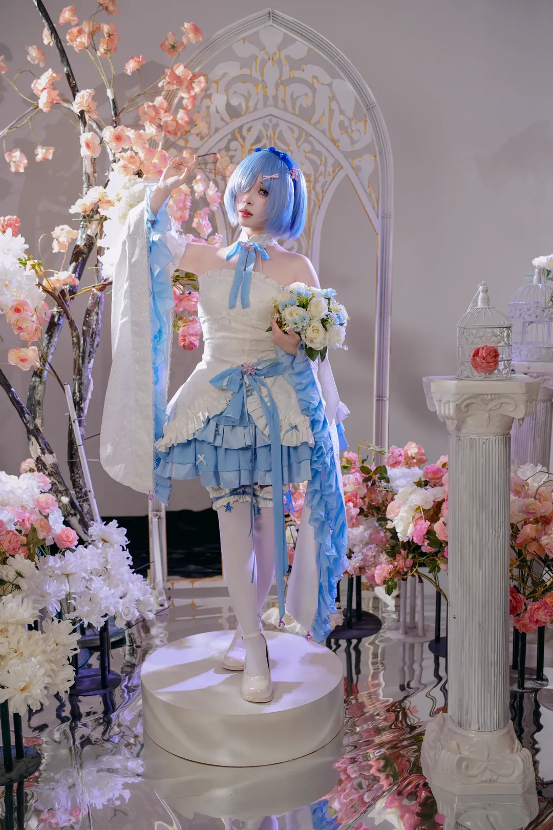 【蕾姆cos】蓝白花嫁风格衍生服，棚拍细节分享 - 第 3 张