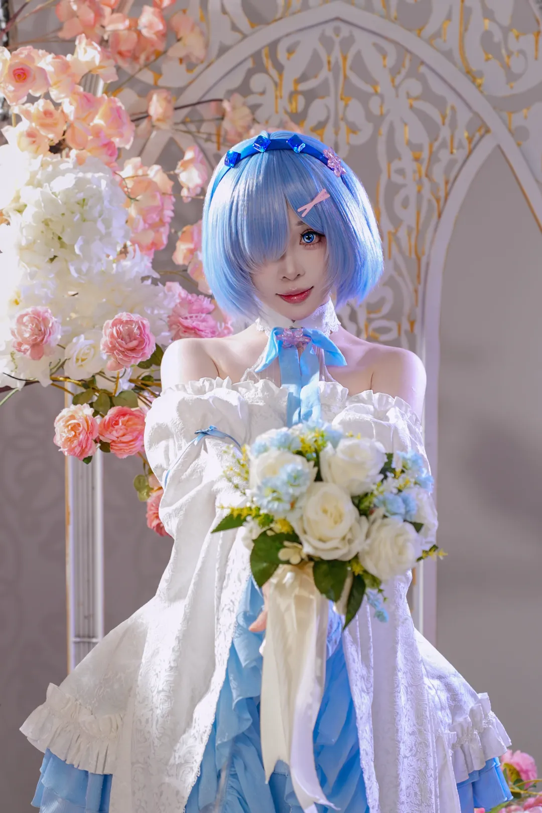 【蕾姆cos】蓝白花嫁风格衍生服，棚拍细节分享 - 第 8 张